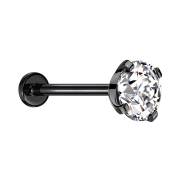 Labret Micro Threadless noir avec cristal serti dargent