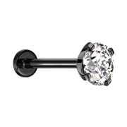 Labret Micro Threadless noir avec cristal serti dargent