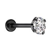 Micro Threadless Labret black with crystal silver set