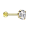 Micro Threadless Labret doré avec cristal serti dargent