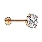 Micro Threadless Labret rose doré avec cristal...