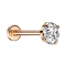 Micro threadless labret rose gold with silver crystal setting
