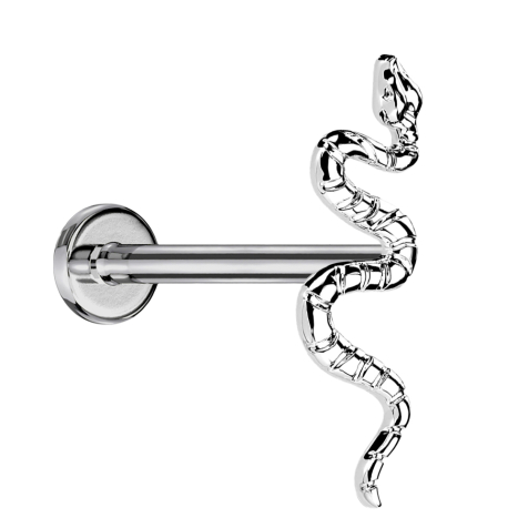 Micro Threadless Labret argento serpente argento