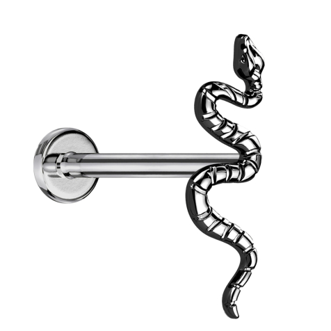 Micro Labret sans filetage argent serpent noir