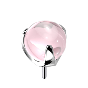 Threadless glass ball, pink setting