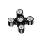 Dermal Anchor black Square eight balls five crystals silver