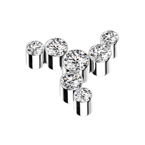 Dermal Anchor silber Windrad sieben Kristalle silber