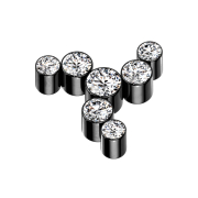 Dermal Anchor schwarz Windrad sieben Kristalle silber