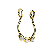 Faux septum doré quatre boules trois cristaux...