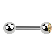 Barbell argent avec boule et boule de cristal topaze
