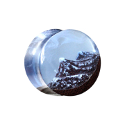 Flared plug mountains epoxy blue made of tamarind wood