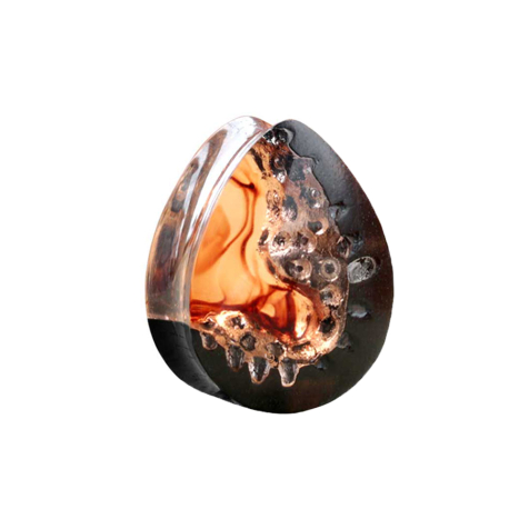 Flared Plug Tropfen Flammen Epoxy orange aus Ebenholz