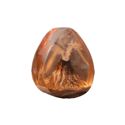 Flared Plug Tropfen Vulkan Epoxy orange aus Teakholz