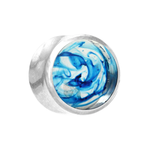 Flared Plug silber färbung blau Epoxy transparent