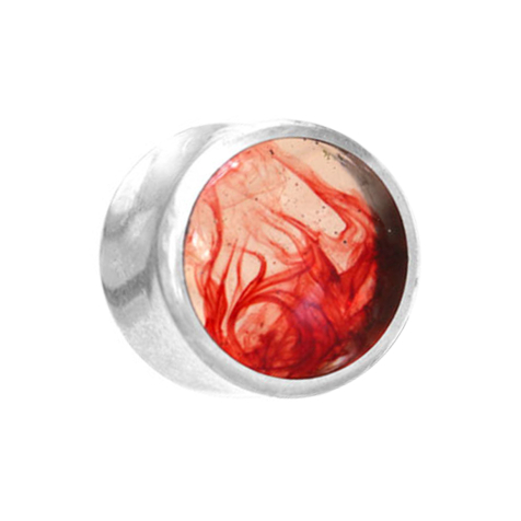 Flared Plug argent coloration rouge époxy transparent