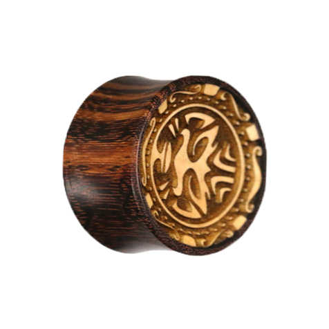 Flared Plug Masque tribal en bois de tamarin