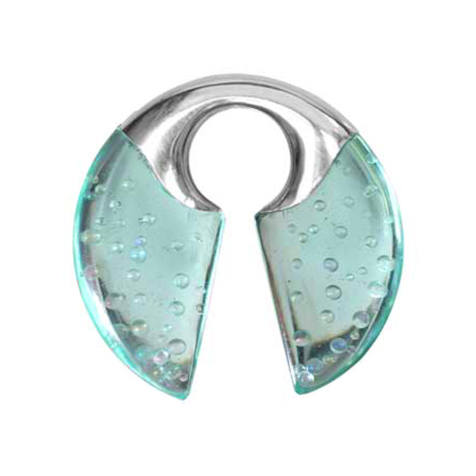 Poids doreille trou de serrure argenté Océan Epoxy aqua