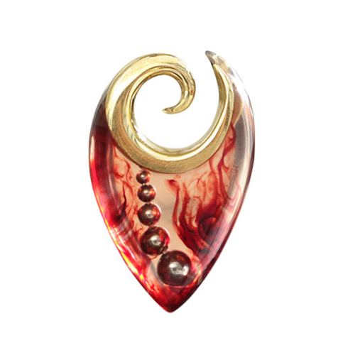 Poids doreille Spirale dorée Boule époxy transparente