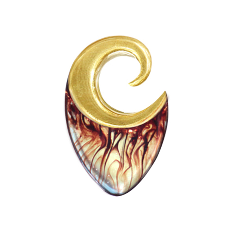 Poids doreille spirale dorée Lava Epoxy transparent