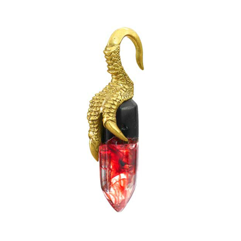 Ear weight gold-plated dragon claw with fire epoxy