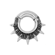 Poids doreille pliable argent gravure et cones