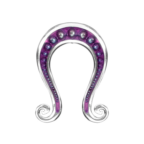 Ear weight silver balls epoxy violet Om