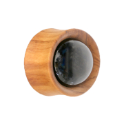Flared plug golden obsidian stone made of olive wood