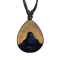 Collana nera ciondolo goccia glitter epossidico nero legno di teak