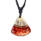 Collier noir pendentif éventail coloration époxy rouge en bois de tamarin