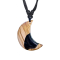Necklace black pendant moon glitter epoxy black made of olive wood