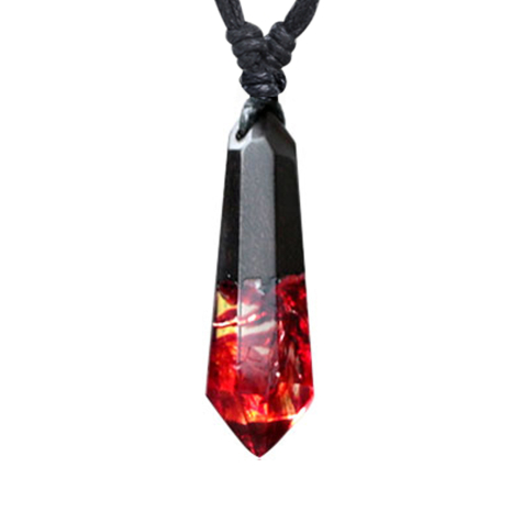 Necklace black pendant crystal lava epoxy red from Arang wood