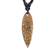 Collana nera con ciondolo surf con incisione di fiori di...