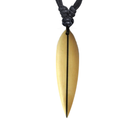 Necklace black pendant surf engraving line in crocodile wood