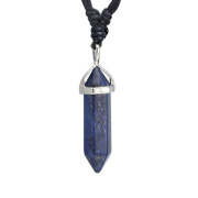Necklace black crystal pendant made of glaze stone