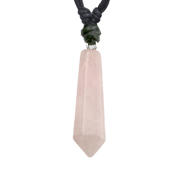 Necklace black pendant crystal drops made of rose quartz...