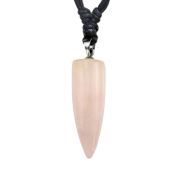 Collier noir pendentif dent en pierre de quartz rose