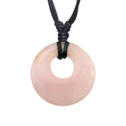 Collana con disco pendente nero in pietra di quarzo rosa