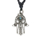 Collier noir pendentif hamsa argent avec pierre turquoise