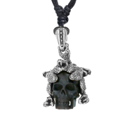 Collier noir pendentif Medusa argent en bois de fer