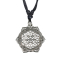 Necklace black pendant silver flower with star
