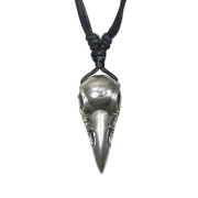 Collier noir pendentif argent crâne de corbeau