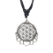 Collier noir pendentif argent fleur de vie
