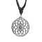 Collier noir pendentif argent fleur de lotus avec pierre turquoise