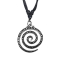 Collier noir pendentif argent spirale