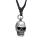 Necklace black pendant silver skull