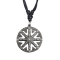 Necklace black pendant silver wheel