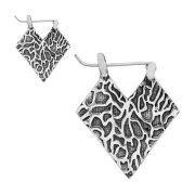 Boucles doreilles argent coeur de lave torsadé