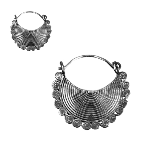 Earring silver Aztec plate