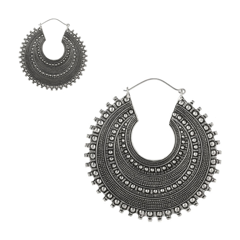 Earring silver Aztec sun