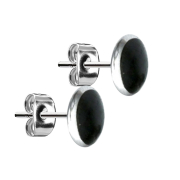 Stud earrings silver plate Arang wood